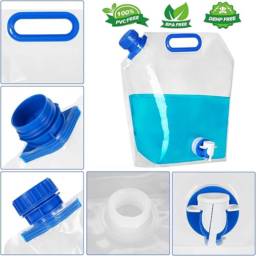 Miniatura 4 de Contenedor de agua plegable, jarra de agua de plástico transparente de grado alimenticio sin BPA con boquilla para deportes, camping, equitación,