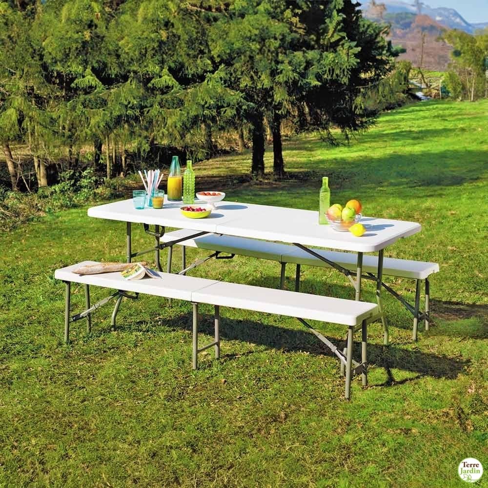 TERRE JARDIN Banc Pliant Blanc Jardin et réception 183 cm 400 kg