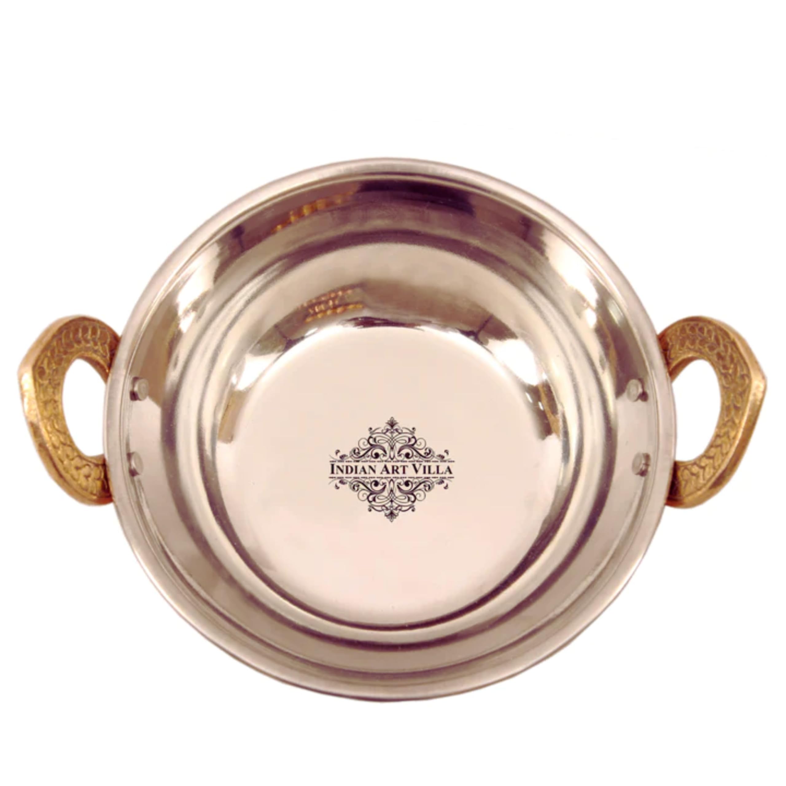 Indian Art Villa Hammered Design Steel Copper Kadhai, Wok Bowl, Serving Dishes, Tableware and serveware, Volume- 17 Oz