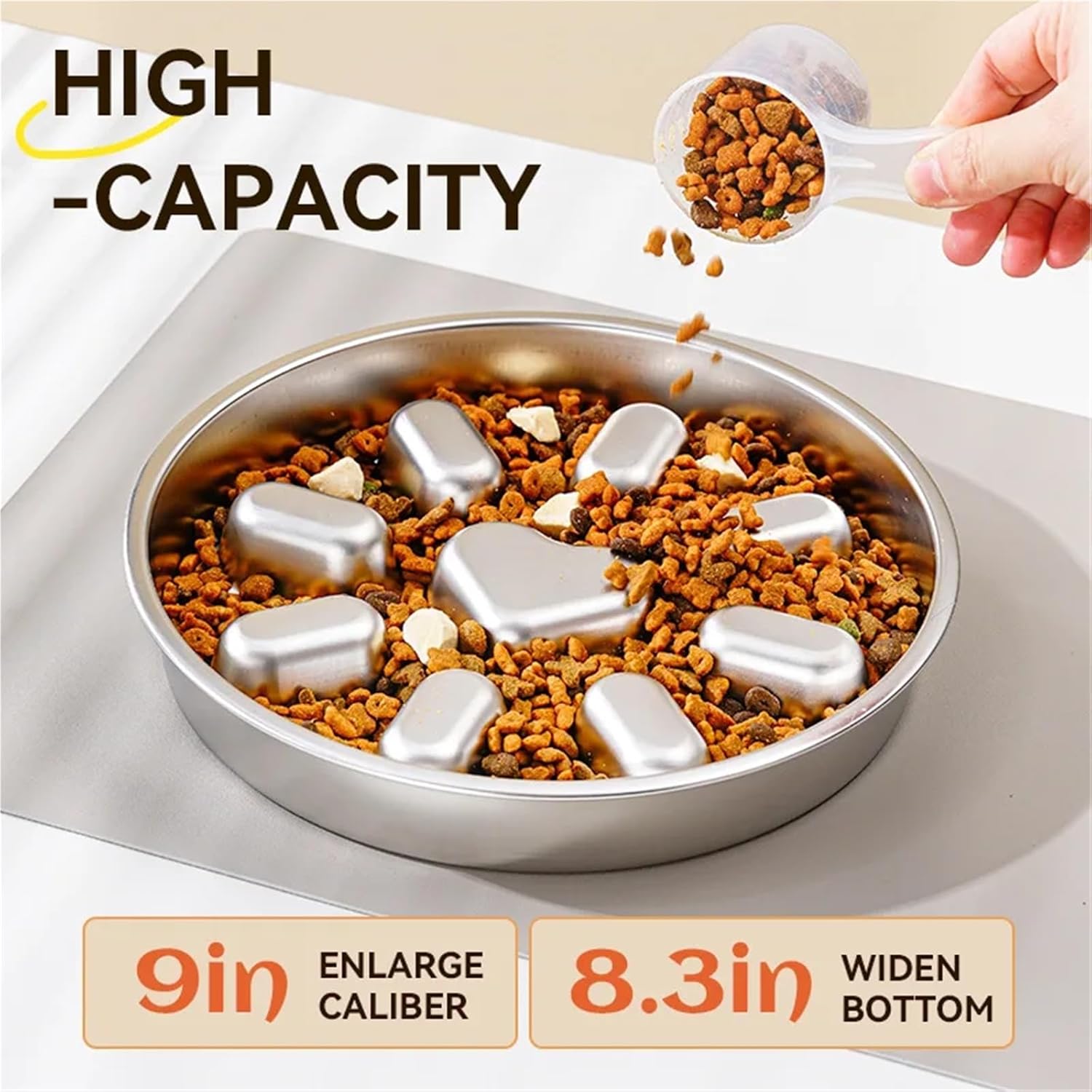 Stainless Steel Maze-Patterned Slow Food Bowl, Anti-Choking and Non-Slip Design, Suitable for Small to Medium-Sized Pets(3pc)