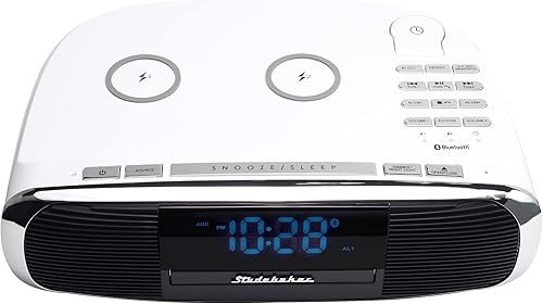 Miniatura 3 de Studebaker Workstaton Sistema de música HiFi con Bluetooth, radio FM, CD y estación de carga inalámbrica Qi (blanco)