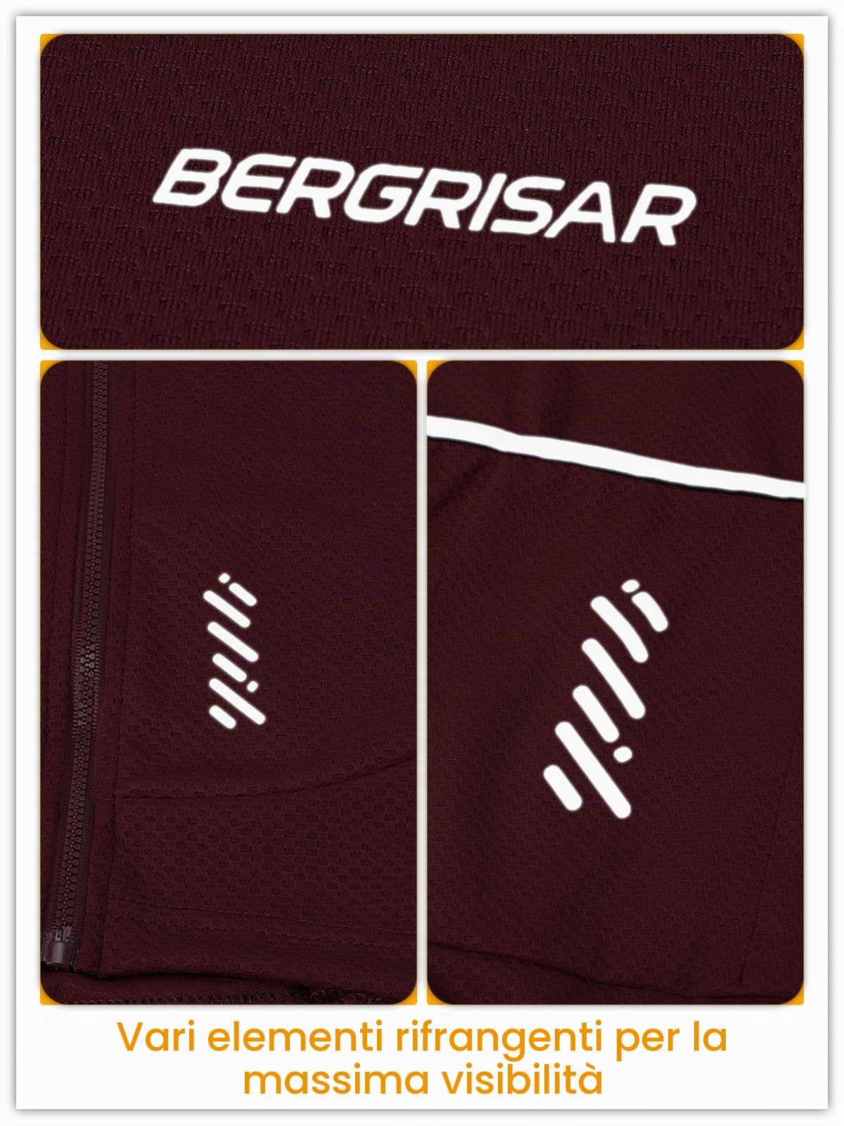 BERGRISAR Maglia Ciclismo Abbigliamento MTB Bike Uomo Maniche Lunghe Maglia Bici da Strada Primavera Autunno