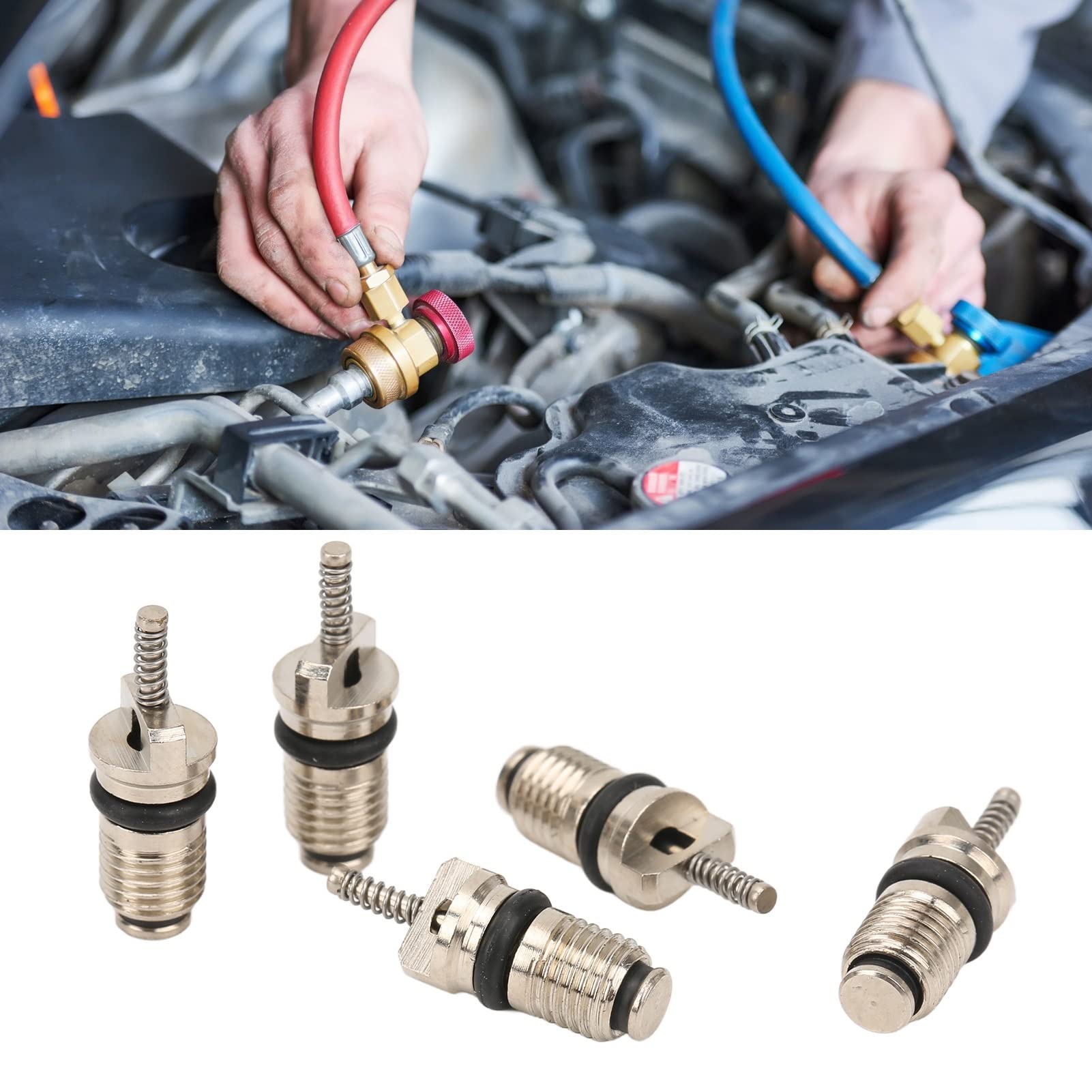 CHICIRIS 50-teiliges Auto-AC-Ventileinsatz-Kit, Ventileinsatz für Klimaanlagen, Hochdruck für die R134-Serie