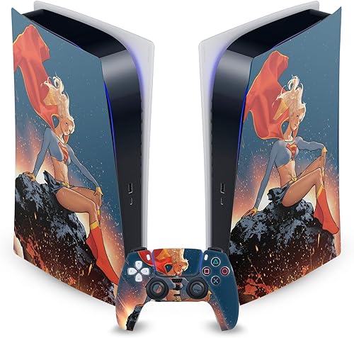 Head Case Designs Officially Licensed Superman DC Comics Supergirl Logos and Comic Book Vinyl Faceplate Gaming Skin Decal Compatible with Sony