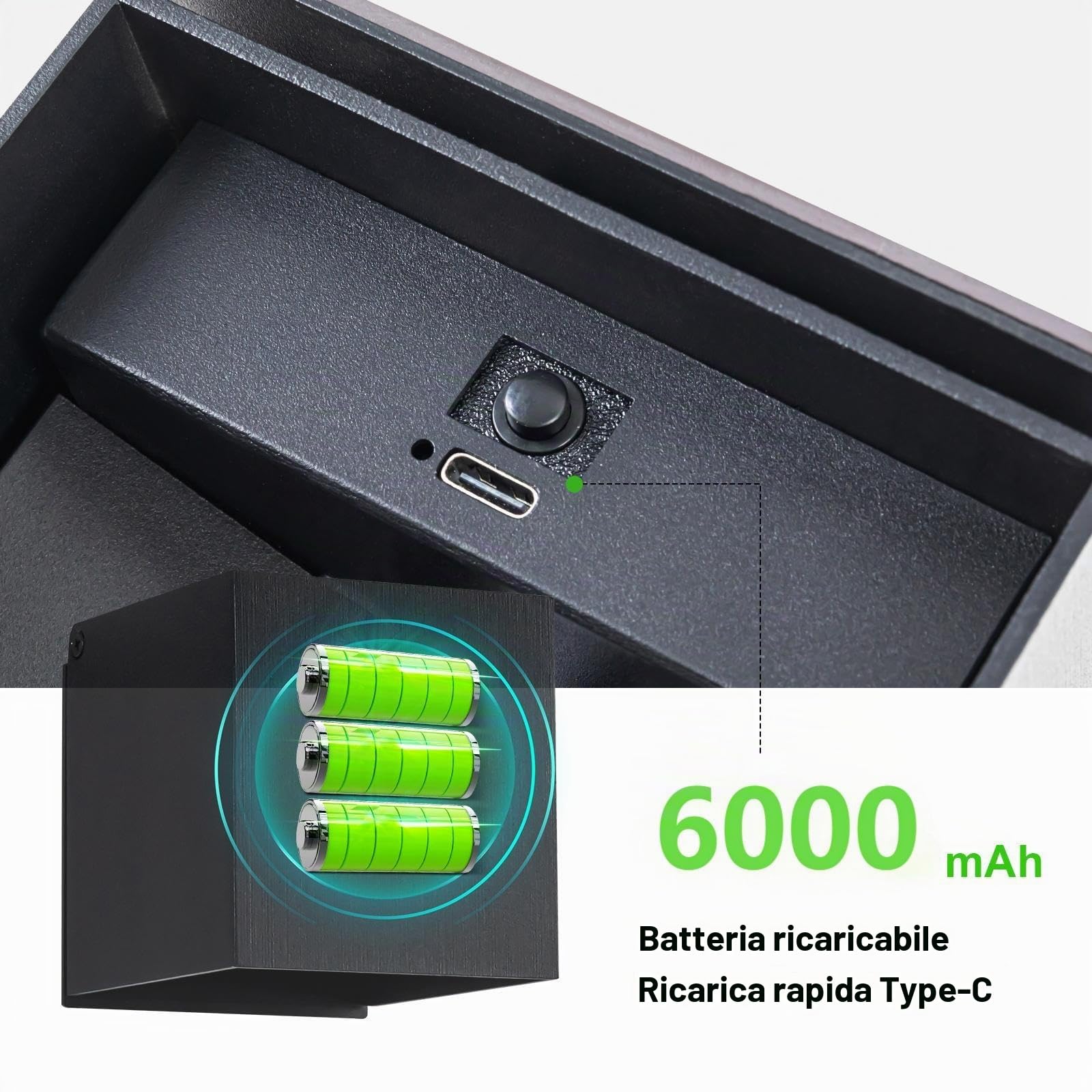 Lampada da parete per interni, batteria 2 pezzi, lampada da parete a LED senza collegamento di alimentazione, 16 colori RGB, 6000 mAh, lampada da parete senza fili per interni con