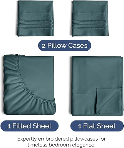 Vista 1313 de Juego de sábanas de 4 piezas tamaño king, extrasuaves, transpirables y refrescantes con esquinas profundas, sábanas de fácil ajuste y sin arrugas