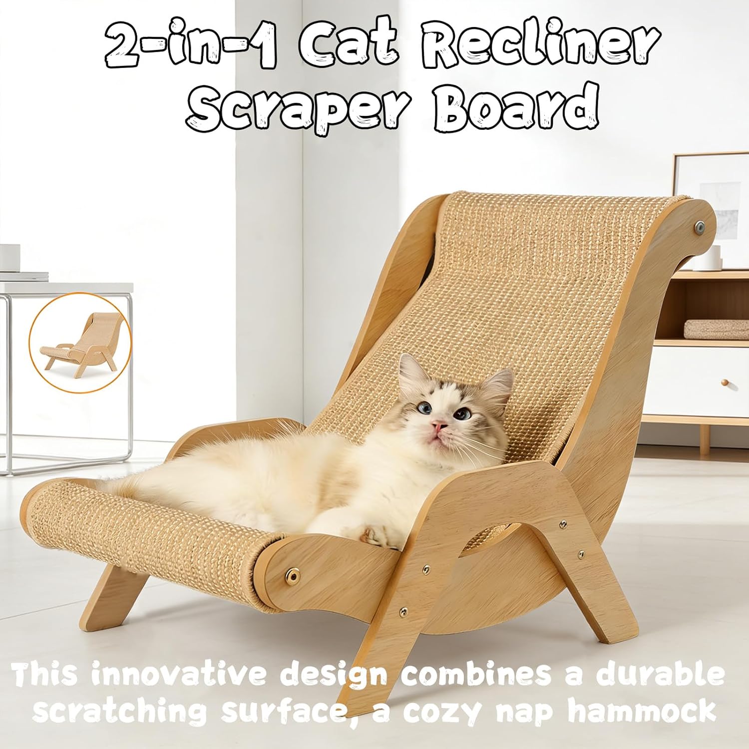 Cat Recliner Scraper Board, Comfortable Cat Recliner Scraper Board, Wear-Resistant and Scratch-Resistant, Loved by Cats (M)