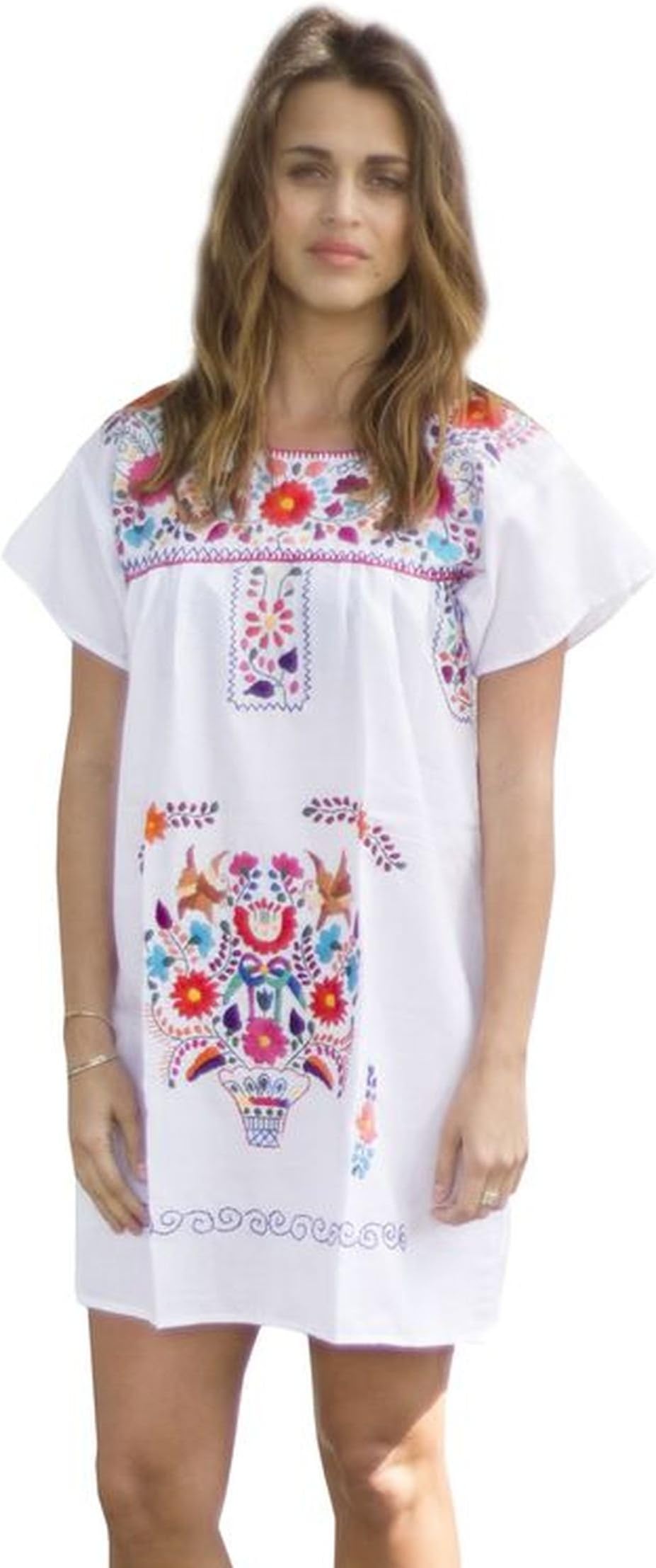Liliana Cruz Embroidered Mexican Peasant Mini Dress