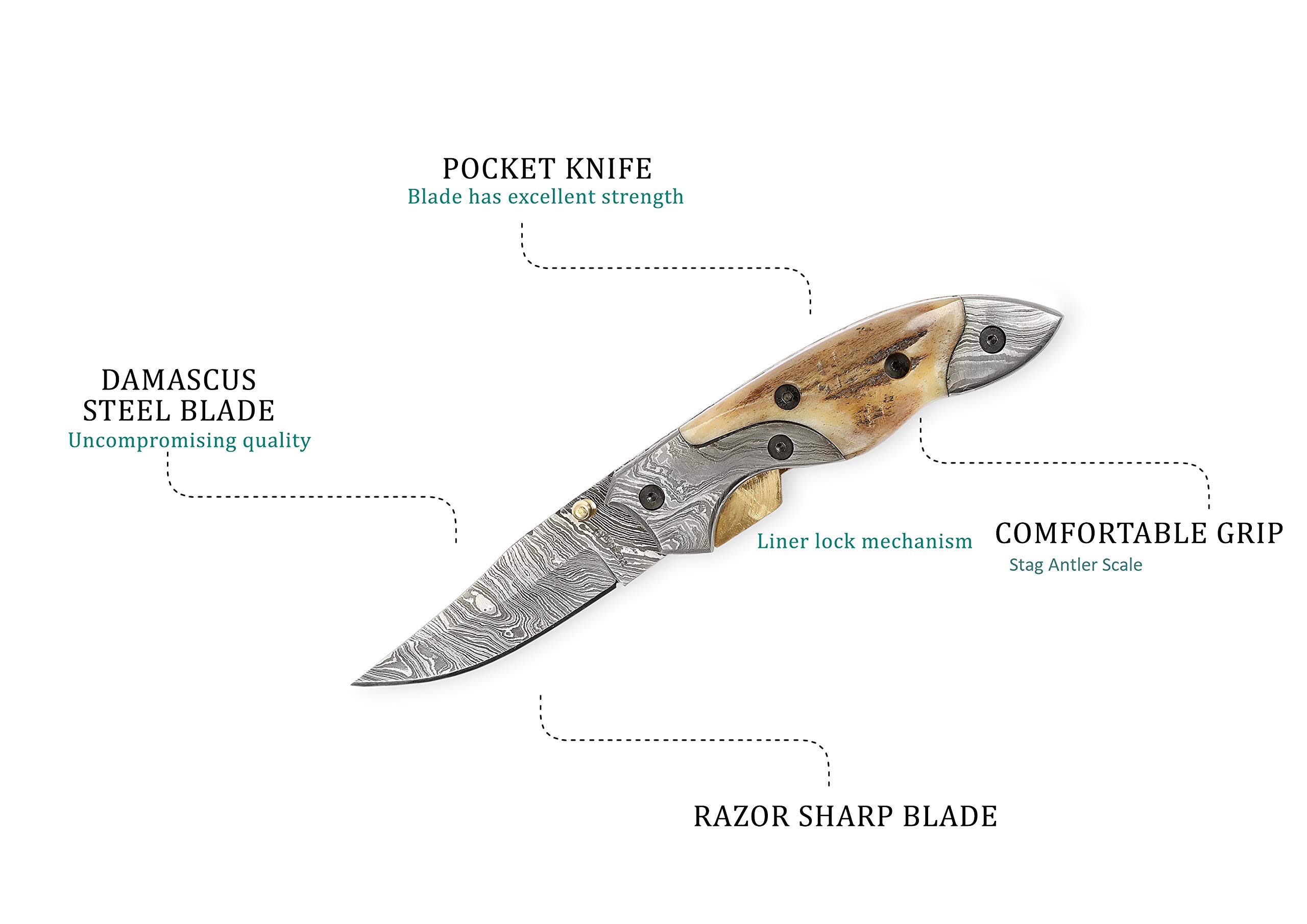 Damasco mano pieghevole serratura Coltello ritorno