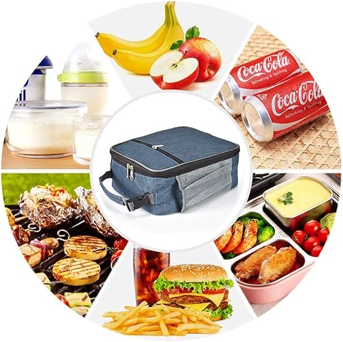 Miniatura 5 de IWTTWY Lonchera aislada azul marino, a prueba de fugas, portátil, con asa, para hombres, mujeres, niños y niñas, 10.2 pulgadas de largo x 4.3