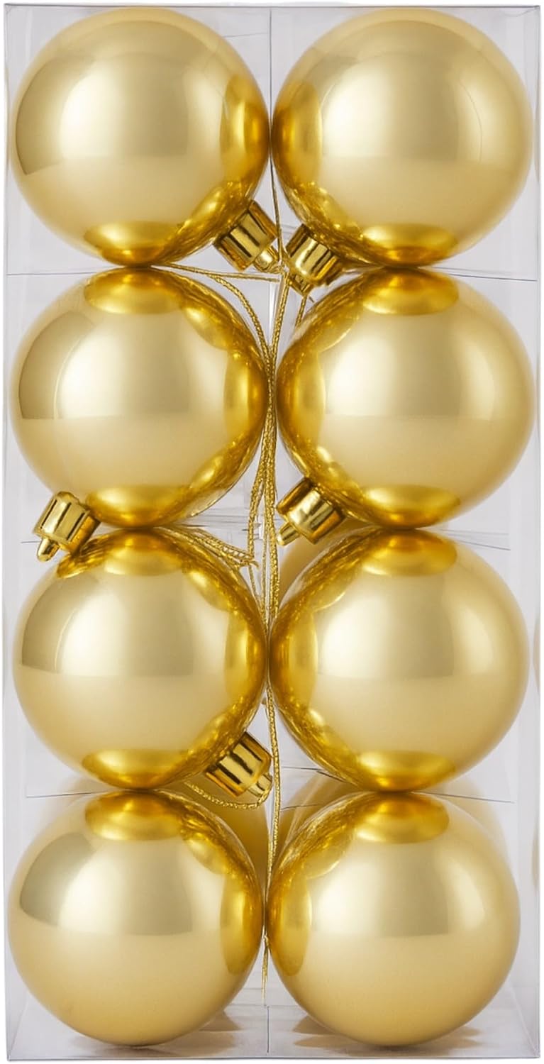 40 Bolas de Natal Lisas/Foscas/Glitter p/Árvore de 6cm - Dourada