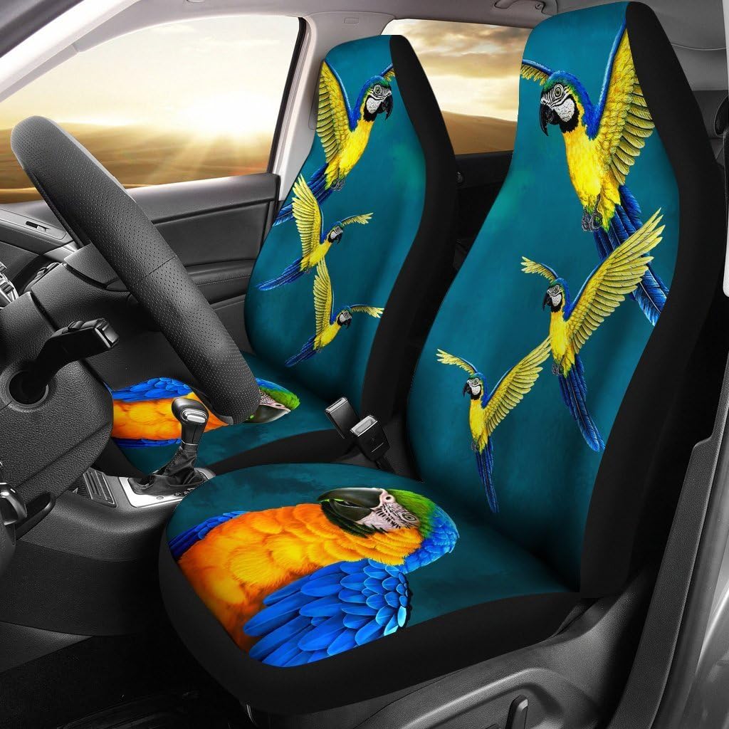 Blue-and-Yellow Macaw Parrot Print Car Seat Covers