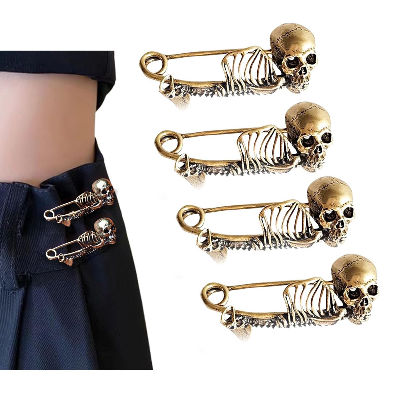 Totenkopf-Brosche Aus Legierung - 2er Set, Vintage-Style, Ca. 39x26 Mm