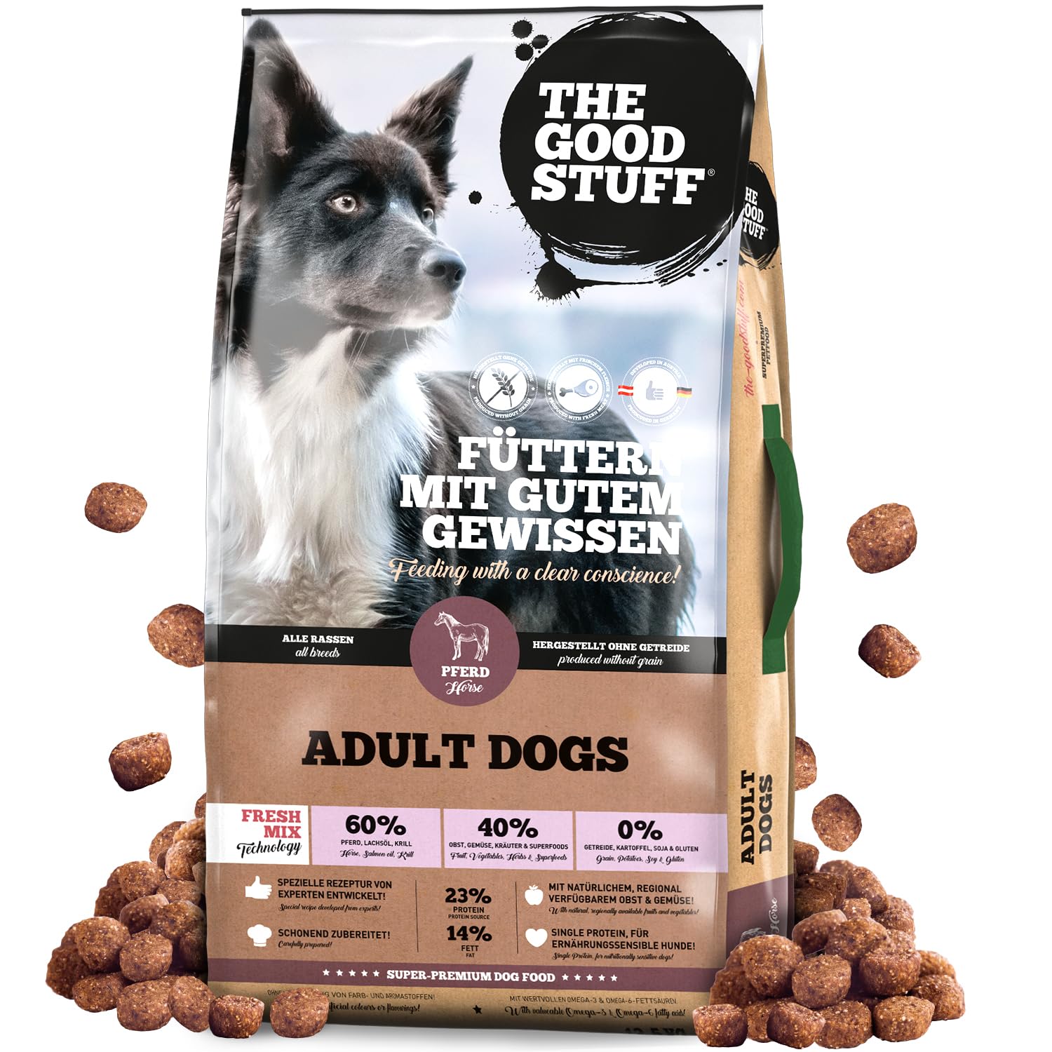THE GOODSTUFF Pferd (Adult) 12,5 kg | Hochwertiges Hundetrockenfutter getreidefrei | Mit frischem Pferdefleisch | Hundefutter trocken für ausgewachsene Hunde | Super-Premium Trockenfutter für Hunde