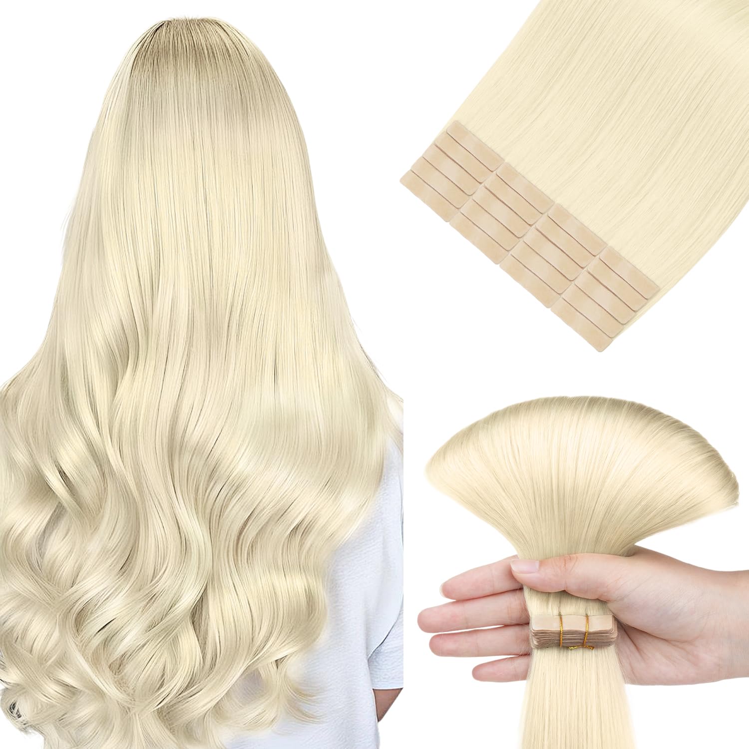 Tape in Hair Extensions, hotbanana Real Human Tape Hair Extensions Black Brown Blonde Ombre Balayage Straight Hair Extensions Remy Hair Extensions