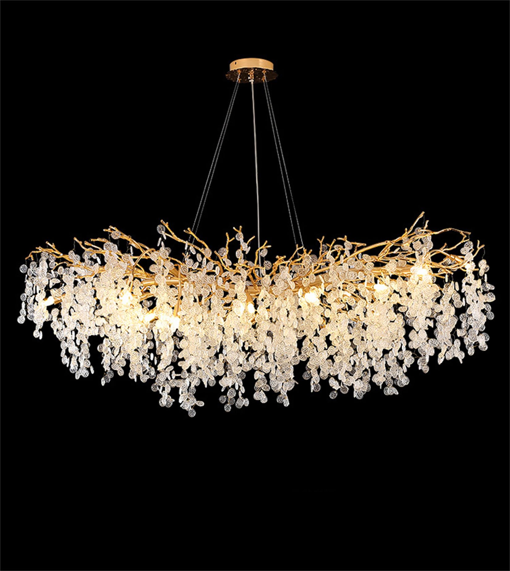PLQWUJD Modern Chandelier Modern Crystal Chandeliers Gold Money Tree Branch Chandelier Pendant Lighting High Ceiling Light Fixtures for Dining Room,Bedroom,Living Room,Rectangular L100cm