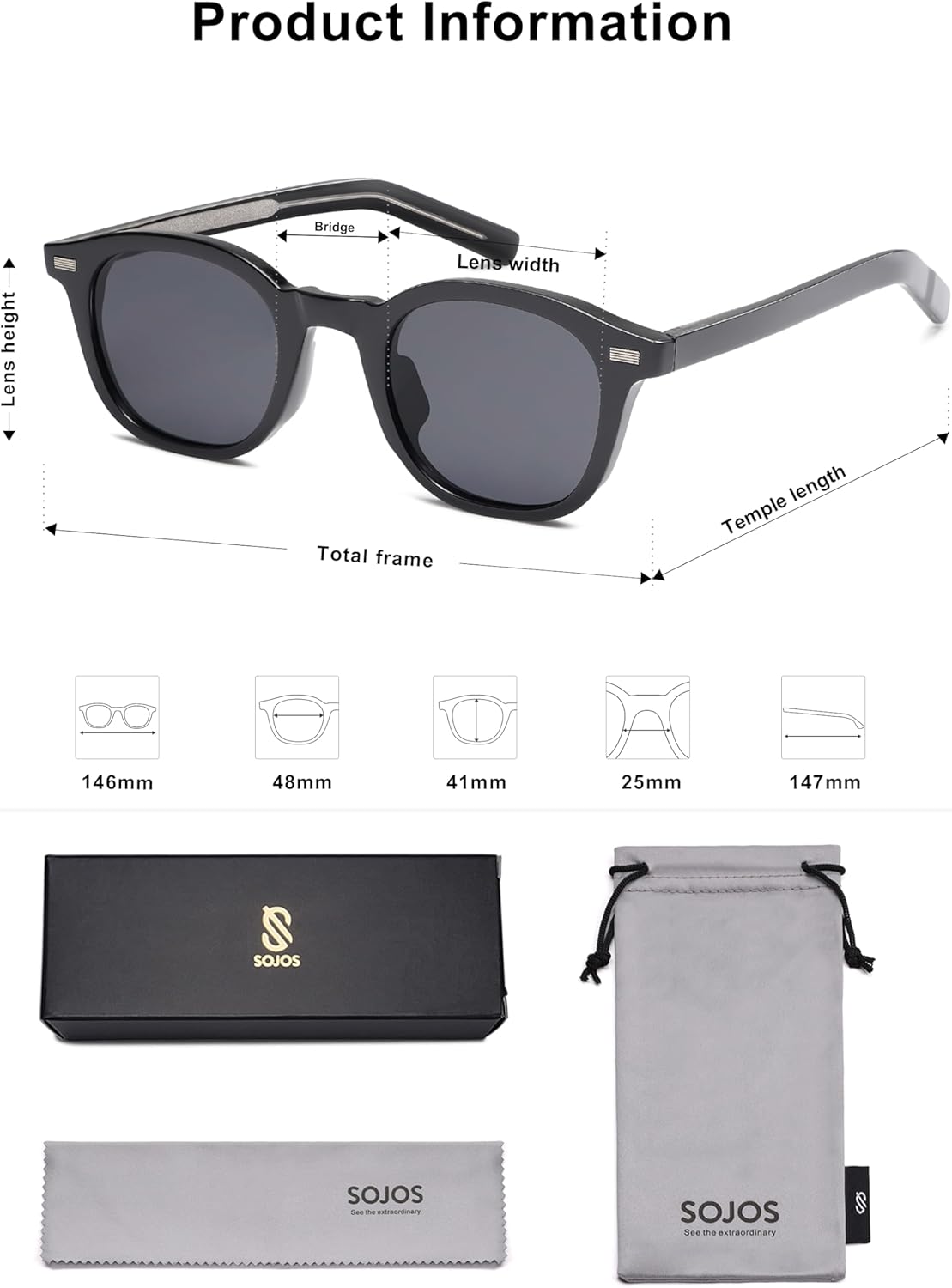 SOJOS Retro Square Sunglasses for Women Men Vintage Shades UV Protection Sunnies SJ2316 - Image 5