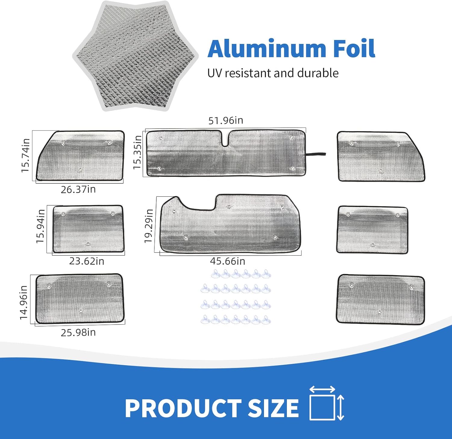 JK Windshield Sunshade, 8PCS Side Window Sun Shade Compatible with 2007-2017 Jeep Wrangler JK 4-Door