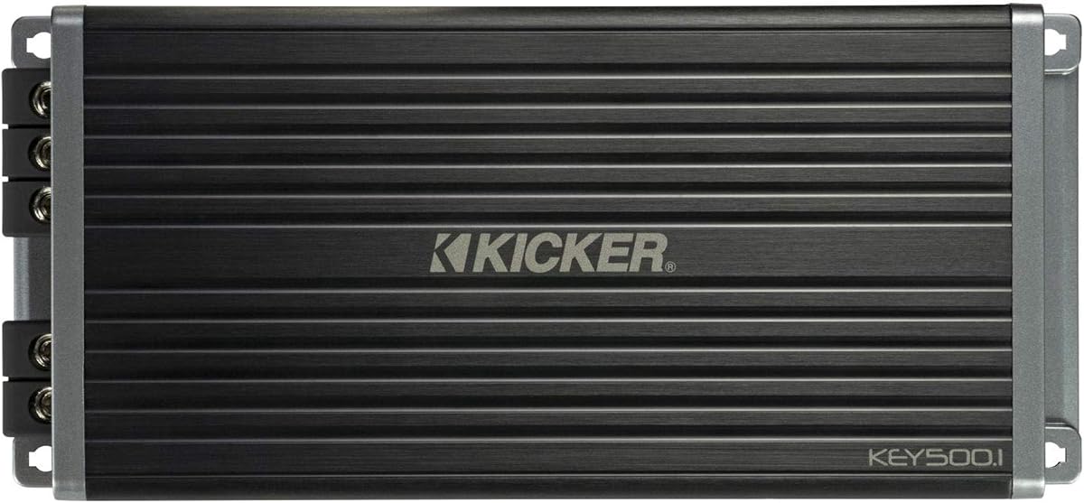 Kicker 47KEY5001 500-Watt Mono Channel Amp with Start/Stop Capability | Compact subwoofer bass upgrade, easy install in trucks and daily drivers, keeps playing through engine restarts, deep lows