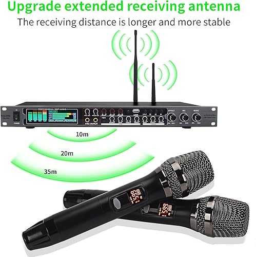 Vista 11 de AX-666 Procesador de karaoke profesional KTV Mezclador con micrófonos inalámbricos duales, Efector digital de pre-etapa Sistema de procesador
