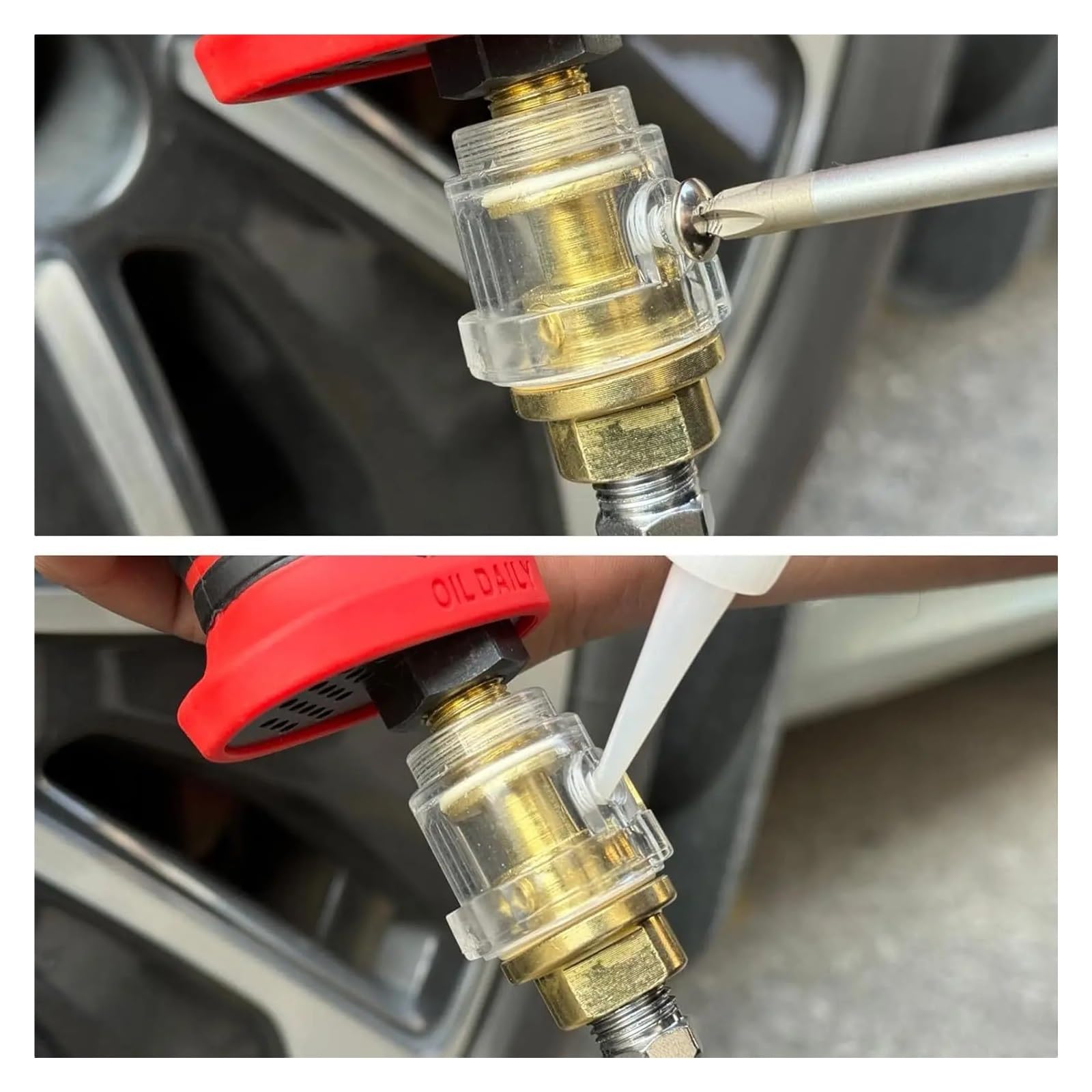 Automatischer Mini-Inline-Öler For die Reparatur von Pneumatikwerkzeugen und Luftkompressorrohren. 1/4"NPT Mini-Inline-Öler(4 pack)