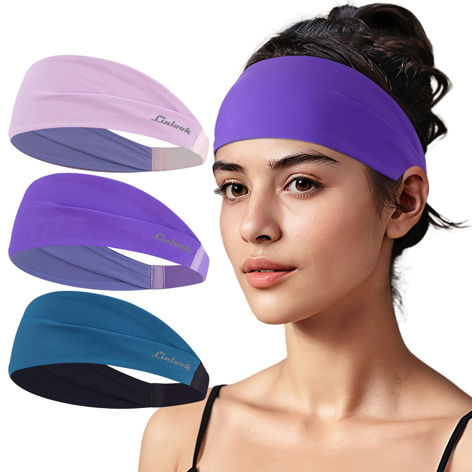 Hotop Sport-Stirnbänder Damen – 12 Stück, Elastisch, Weiches Polyester, Für Yoga, Fitness, Laufen, Gesichtswaschen