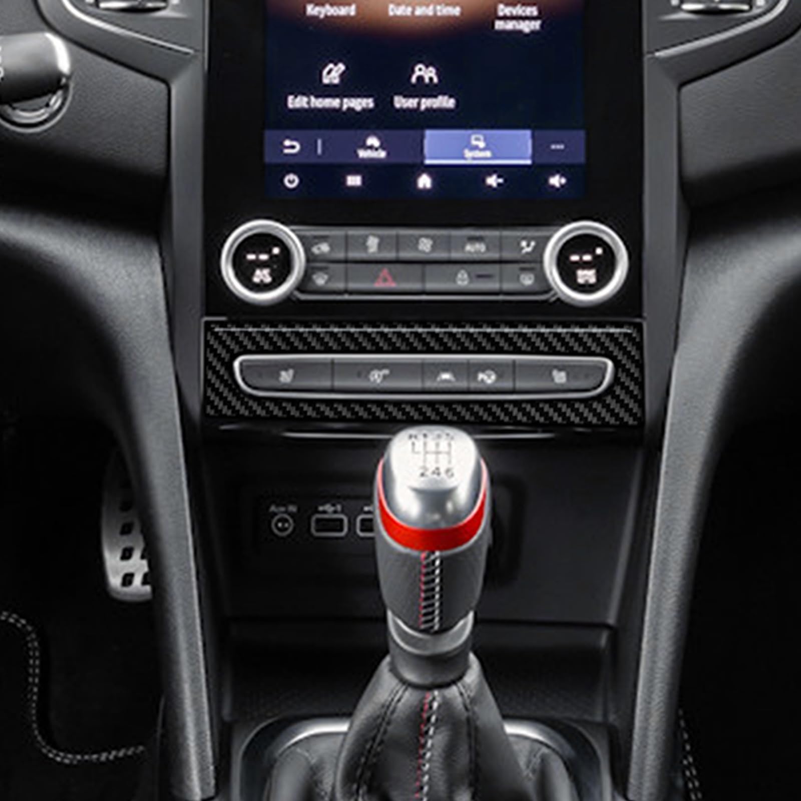 KUNGKIC Pour Renault Megane 4 2016 2017 2018 2019 2020 2021 2022-2025 Panneau de commande central de voiture en fibre de carbone Panneau de commande multifonction Panneau décoratif Autocollant