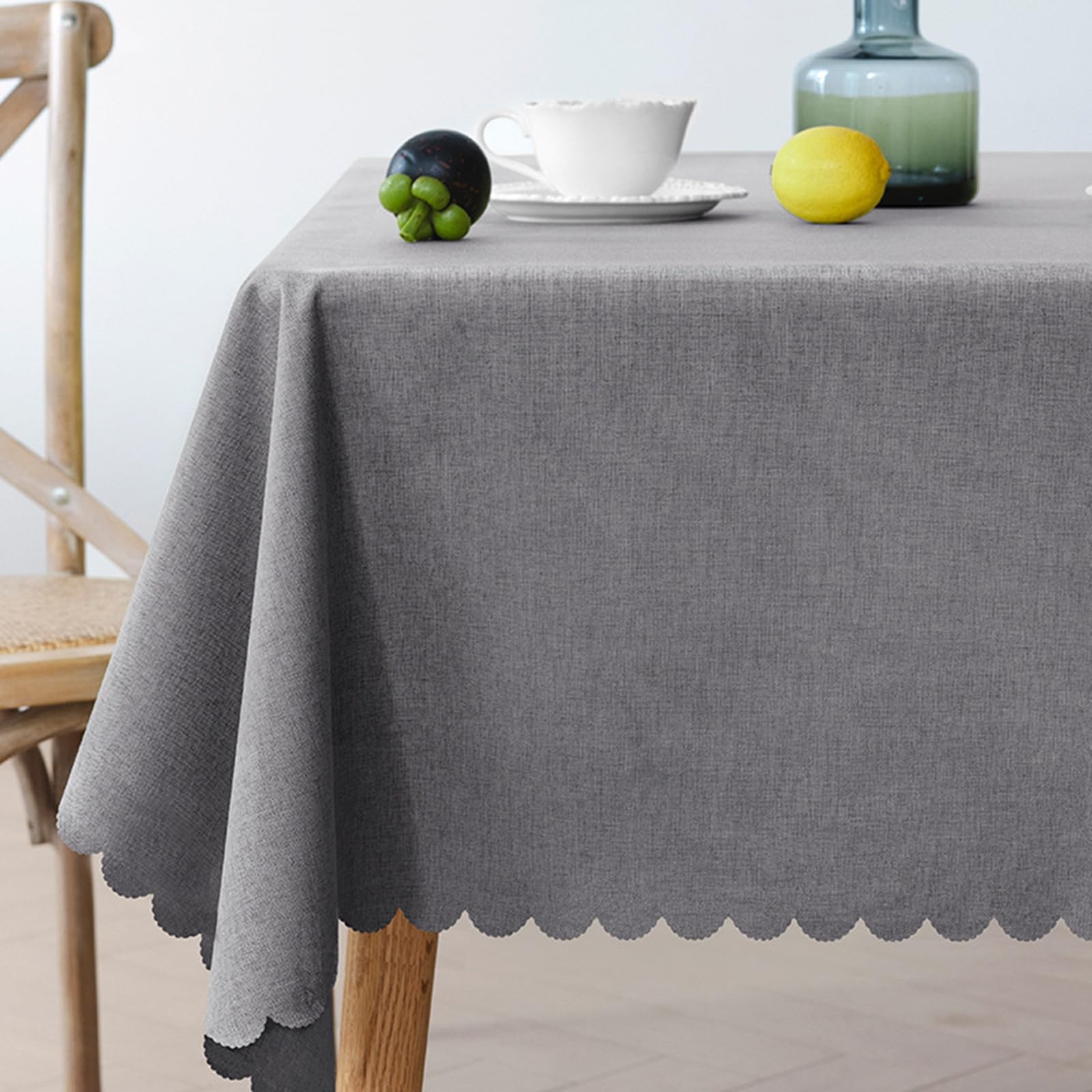 Nappe Table Rectangulaire Lavable Anti Tache 90x140 cm Gris Foncé