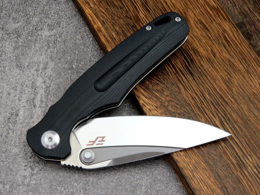 Eafengrow EF967 Pocket Folding Knife G10 Handle D2 Blade EDC Tactical Knife for Outdoor Camping Hiking(Black)