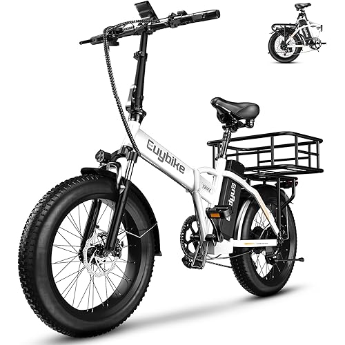 1000W Folding Electric Bike,48V 20AH Removable Battery E Bike,30+MPH,80 Miles Max Range Electric Bike for Adults,20" Fat Tire Foldable ebike,Adult Electric Bicycle for Commute Beach Snow