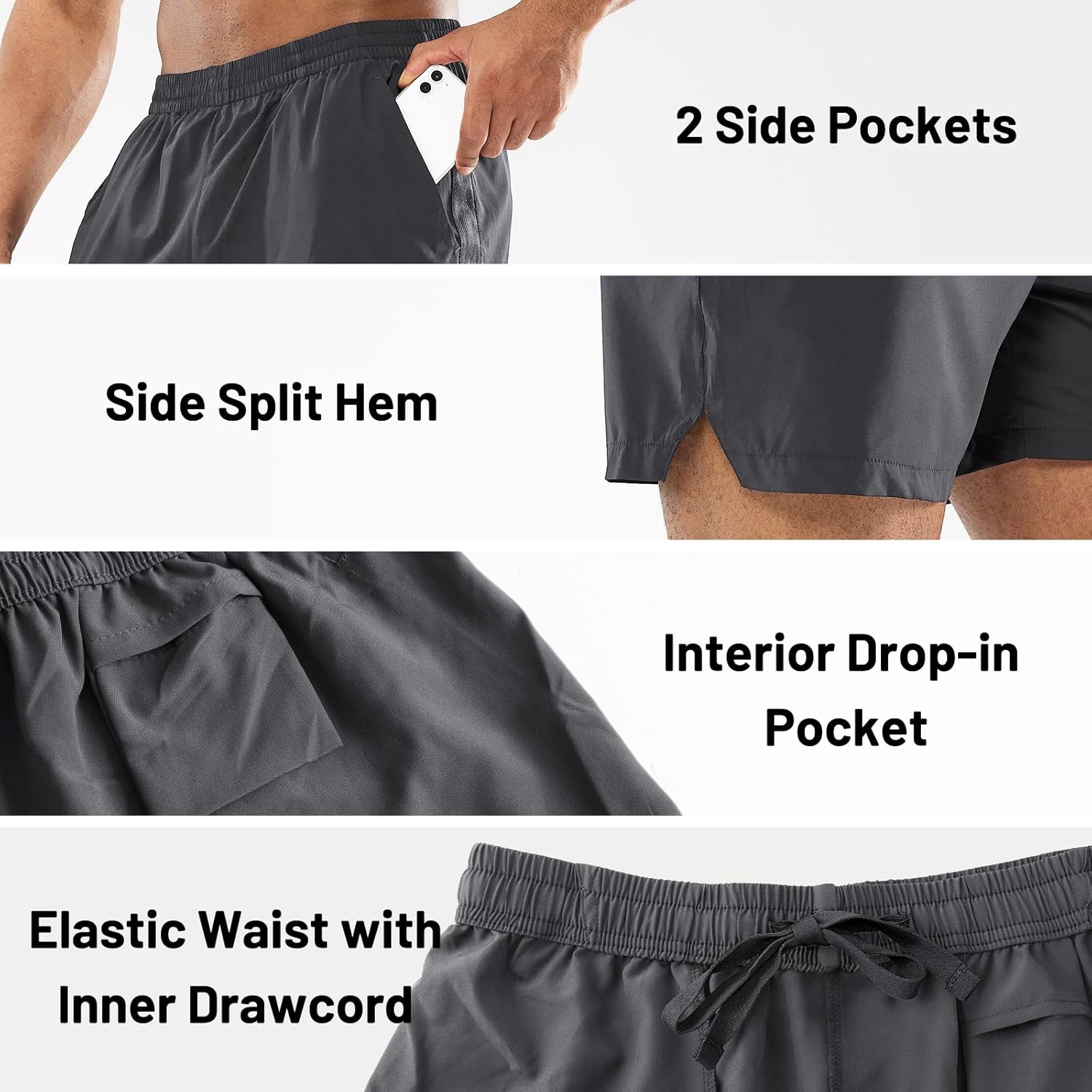 MIER Men’s Workout Running Shorts 5 inch: Quick Dry Lightweight MIER Men’s Workout Running Shorts 5 inch: Quick Dry Lightweight - Image 4