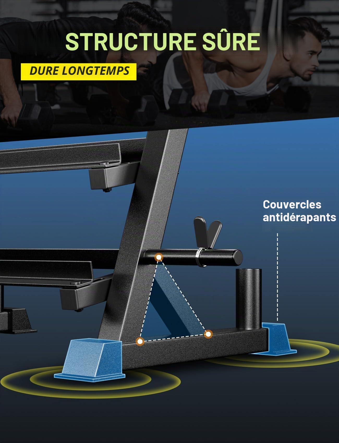 YOLEO Support pour Haltères Réglable à 3 niveaux Repose Haltères Rack de Rangement pour Musculation Stockage d'haltères à la Maison Support de Poids Robuste Max. 500 KG