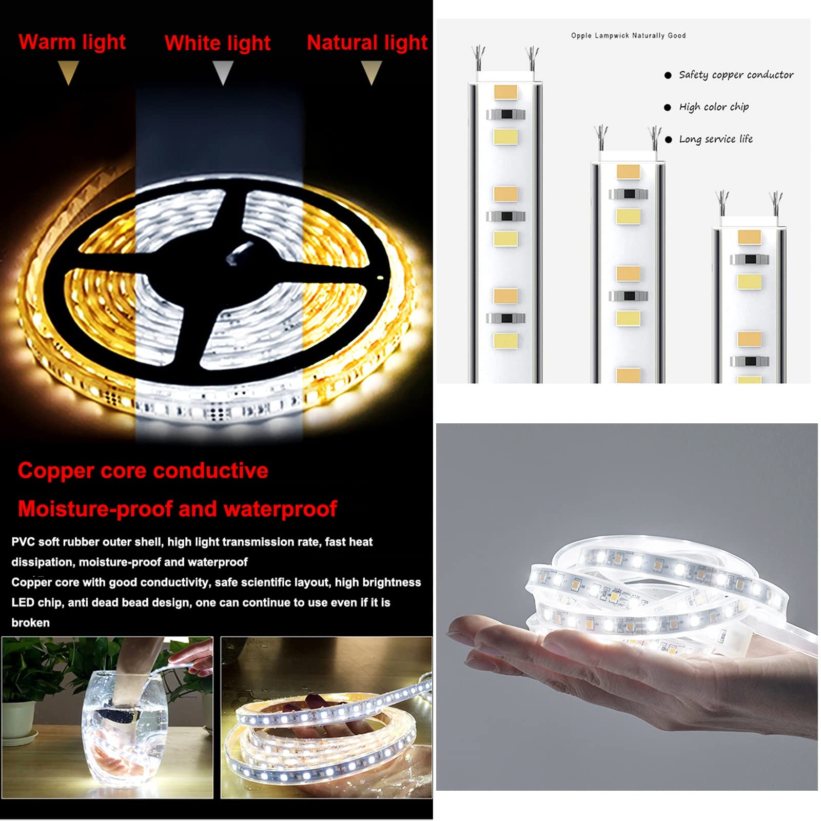 Specchio da parete semicircolare irregolare a LED, specchio da bagno senza cornice con 3000K/4000K/6000K regolabile, pulsante Smart Touch, specchio per trucco illuminato dimmerabile continuo