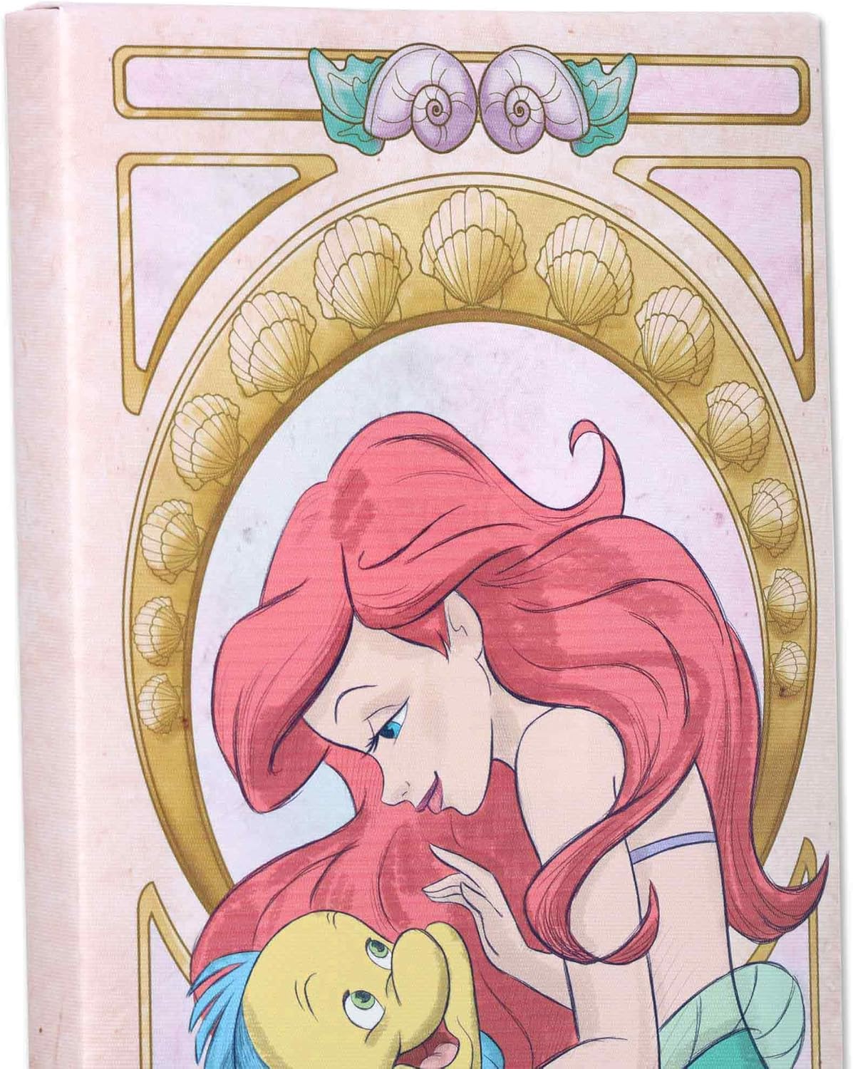 Open Road Brands Disney The Little Mermaid Ariel and Flounder Gallery Wrapped Canvas Wall Decor - Large Princess Ariel Art Nouveau Style Wall Art for Home Decor