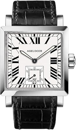 agelocer Men's Watch Automatic Mechanical Watch with Retro Roman Numeral Dial,Sapphire Crystal Glass,Calfskin Strap,Luminous Hands,Date Display - Perfect Luxury Gift for Men