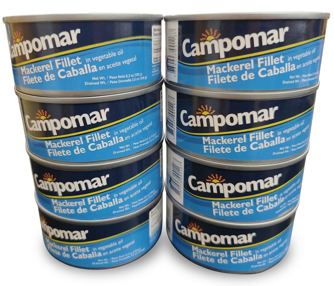 Campomar Mackerel Fillet in Vegetable Oil, Product of Peru, 5.3 oz, Pack of 8 Cans