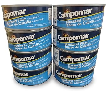 Campomar Mackerel Fillet in Vegetable Oil, Product of Peru, 5.3 oz, Pack of 8 Cans