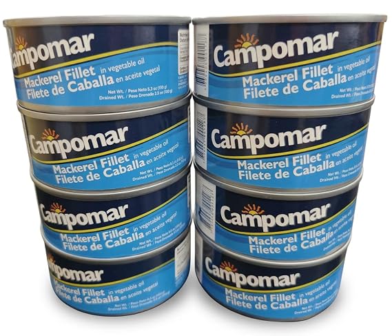 Campomar Mackerel Fillet in Vegetable Oil, Product of Peru, 5.3 oz, Pack of 8 Cans