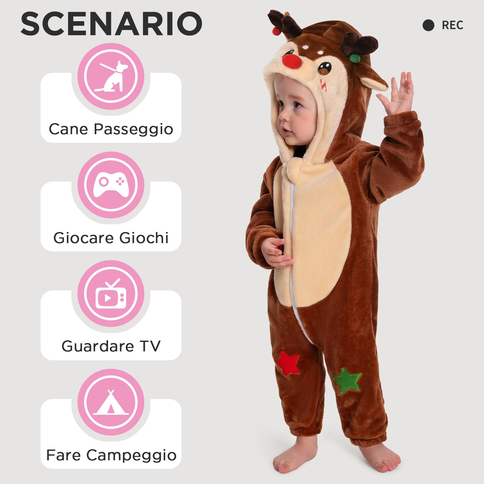 OLAOLA Tutine per Bambino Unisex, Pigiama in Morbida Flanella, Costume da Animale per Bambini, Tutina con Cappuccio