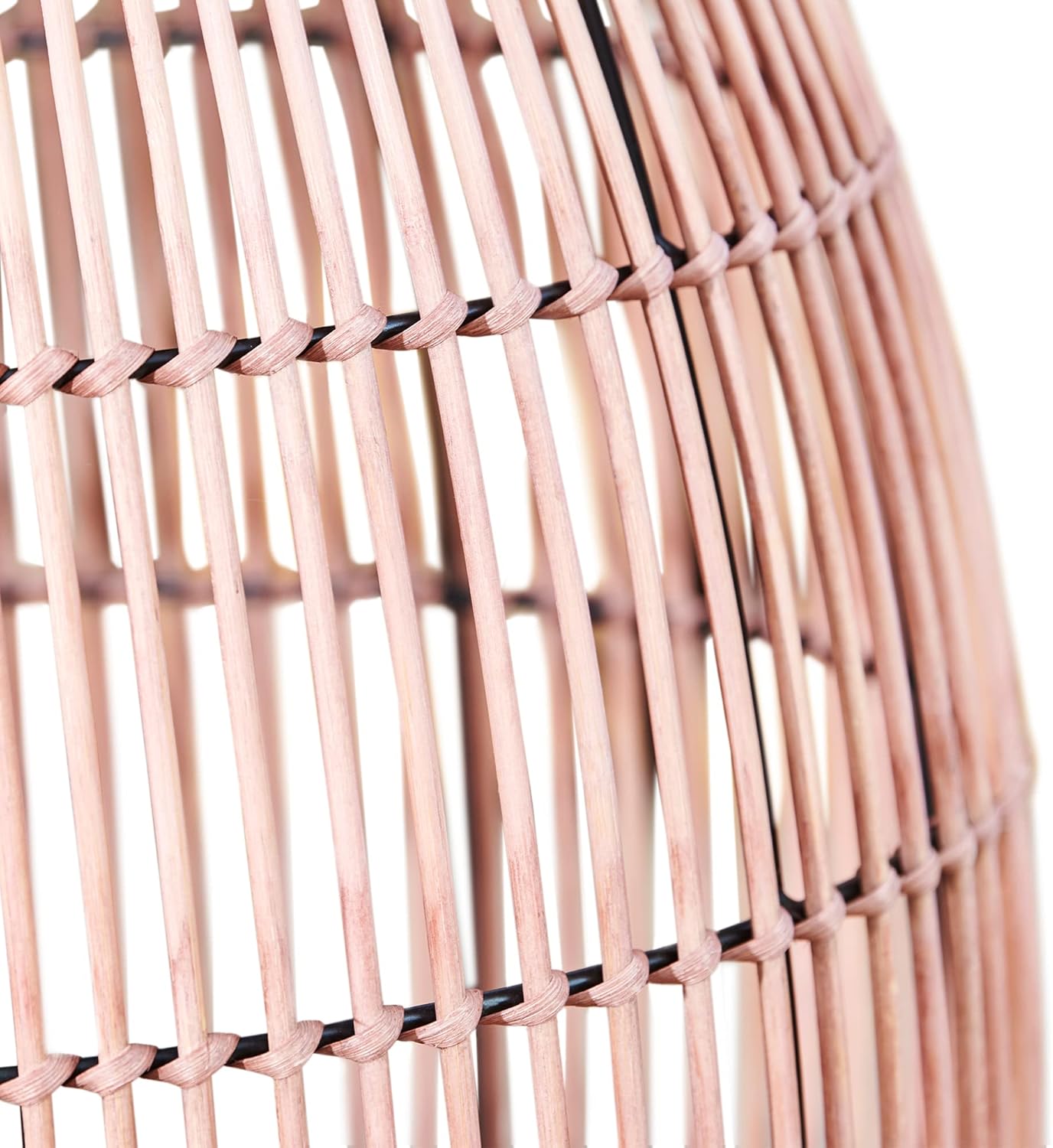 Teamson Home 20.25 in. Outdoor Water-Resistant Open Weave Bohemian Bamboo Drum Side Table with Iron Top, Brown