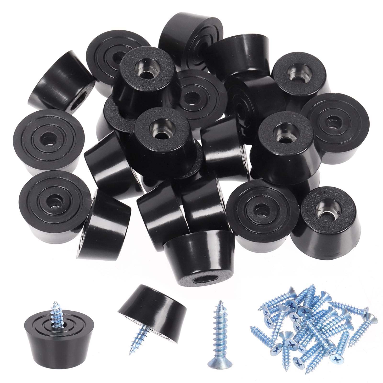 Tanstic 24Pcs Cutting Board Feet Non Slip Rubber Feet Black Rubber Feet Small Rubber Feet with Screws and Screwdriver for Appliances Furniture