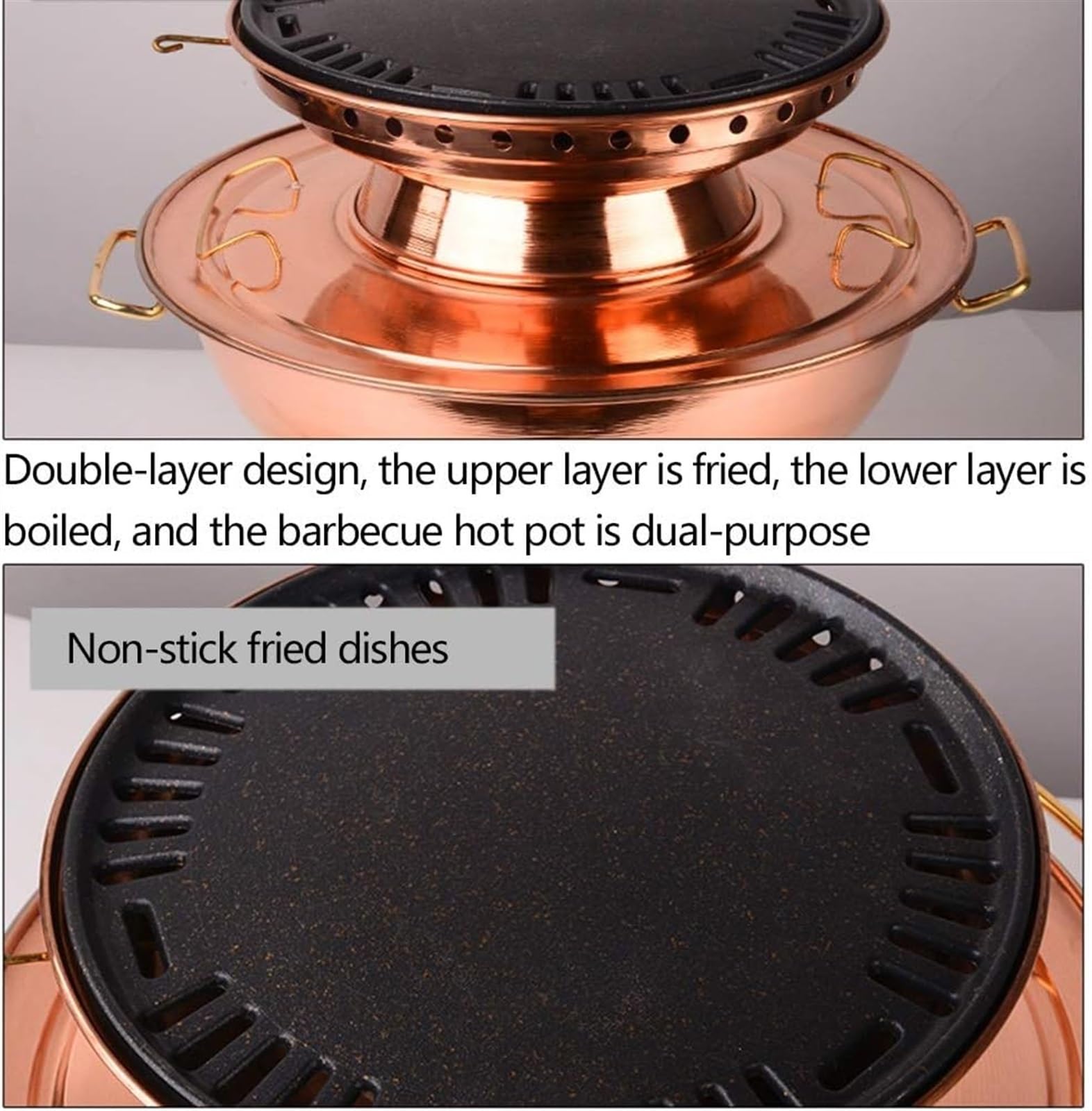 Olla caliente china de cobre grueso para hervir y enjuagar, olla caliente de doble propósito, olla caliente de cobre, A-36 cm