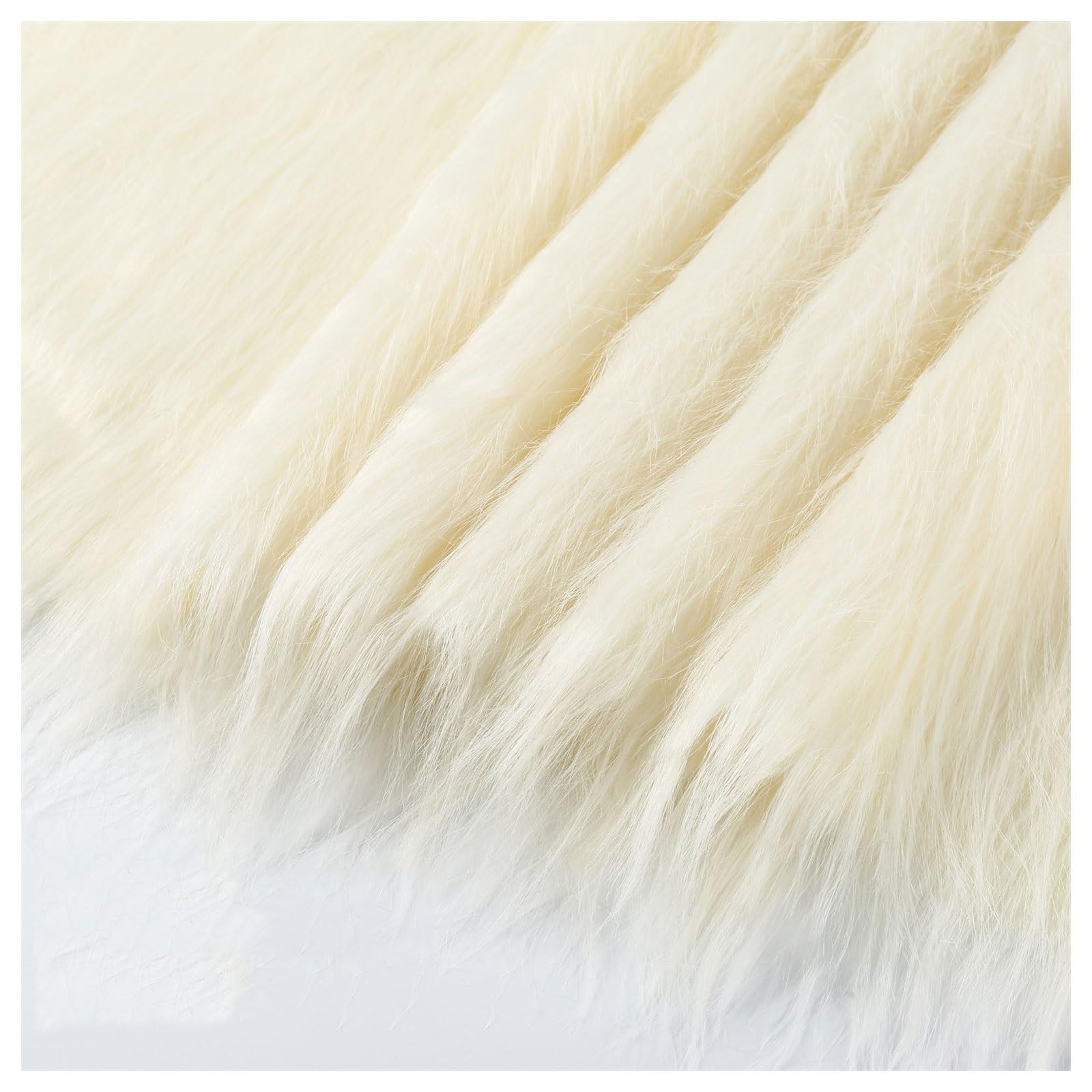 12cm Long Pile Faux Fur Fabric Squares Shaggy Plush Fluffy Fuzzy Plush Faux Imitation Fur Material, for DIY Christmas Halloween Cosplay, Fancy Dresses, Gnomes Beards and Hair, 50x50cm (Color : Beige