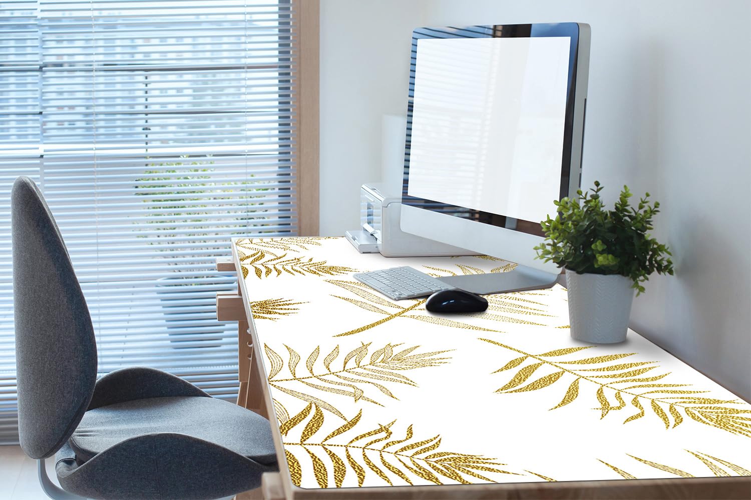 Sottomano da Scrivania 120x60 cm per Ufficio e Casa Impermeabile Protezione e Decorazione Superficie Protettiva Antiscivolo Facile da Pulire in Vinile PVC - Bellissima flora