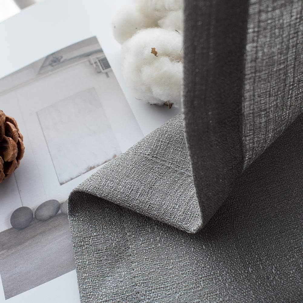 Melodieux 2 Panel Faux Linen Voile Net Curtains Semi Sheer Ring Top Drapes for Bedroom, Living Room, Window - Grey, 55 x 72 inch drop (140 x 183cm)