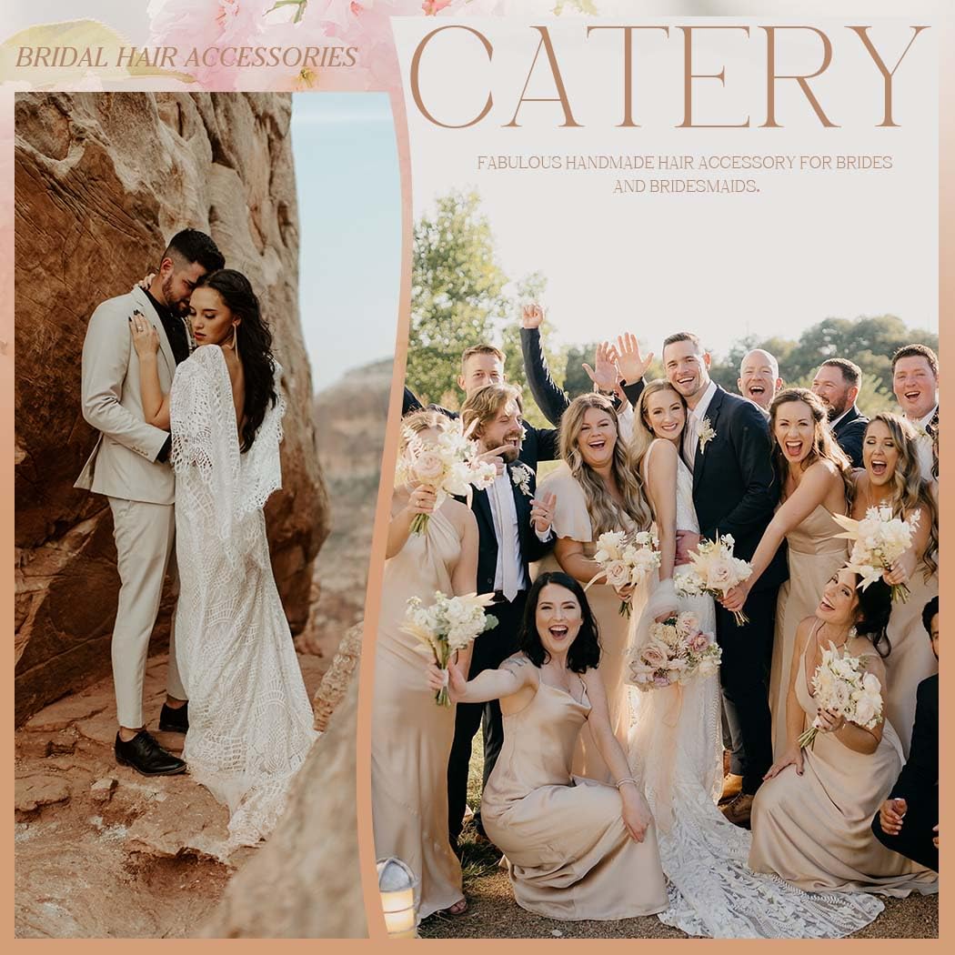 Catery Flower Bridal Hair Comb Silver Rhinestone Side Clip Wedding Accessories for Brides and Women - Image 7