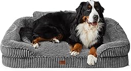 EHEYCIGA Panier Chien XXL Grande Taille Orthopédique avec Dossier Haut 114x89cm, Lit Chien à Mémoire de Forme, Canapé pour Chien Déhoussable et Lavable, Coussin Chien Imperméable, Gris