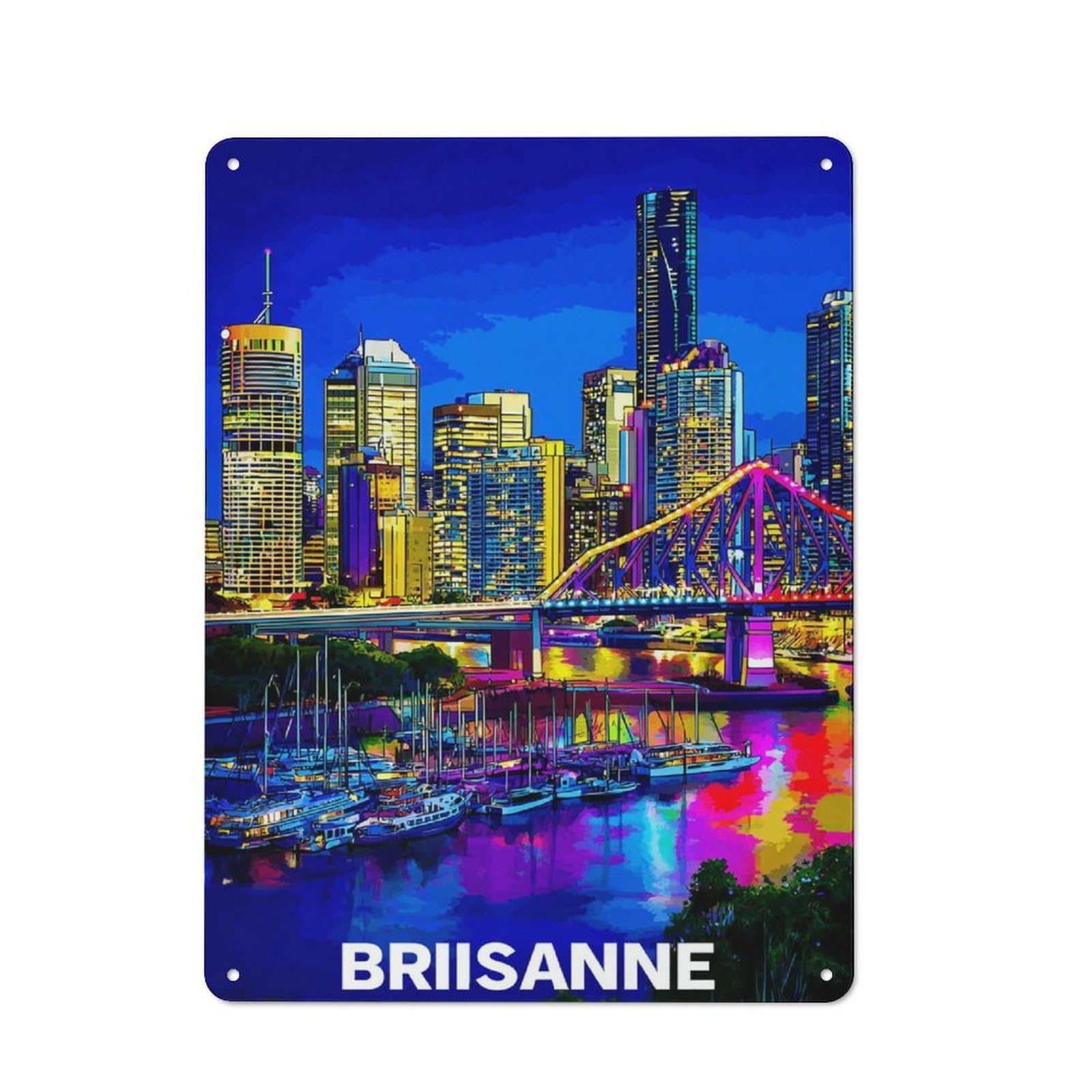 Junmoney Vibrant Cityscape Reflections -3 Vintage Cafe Metal Sign 40X30cm Featuring Bistro Wall Plaque For Tea Room, Shop Wall Or Breakfast Area