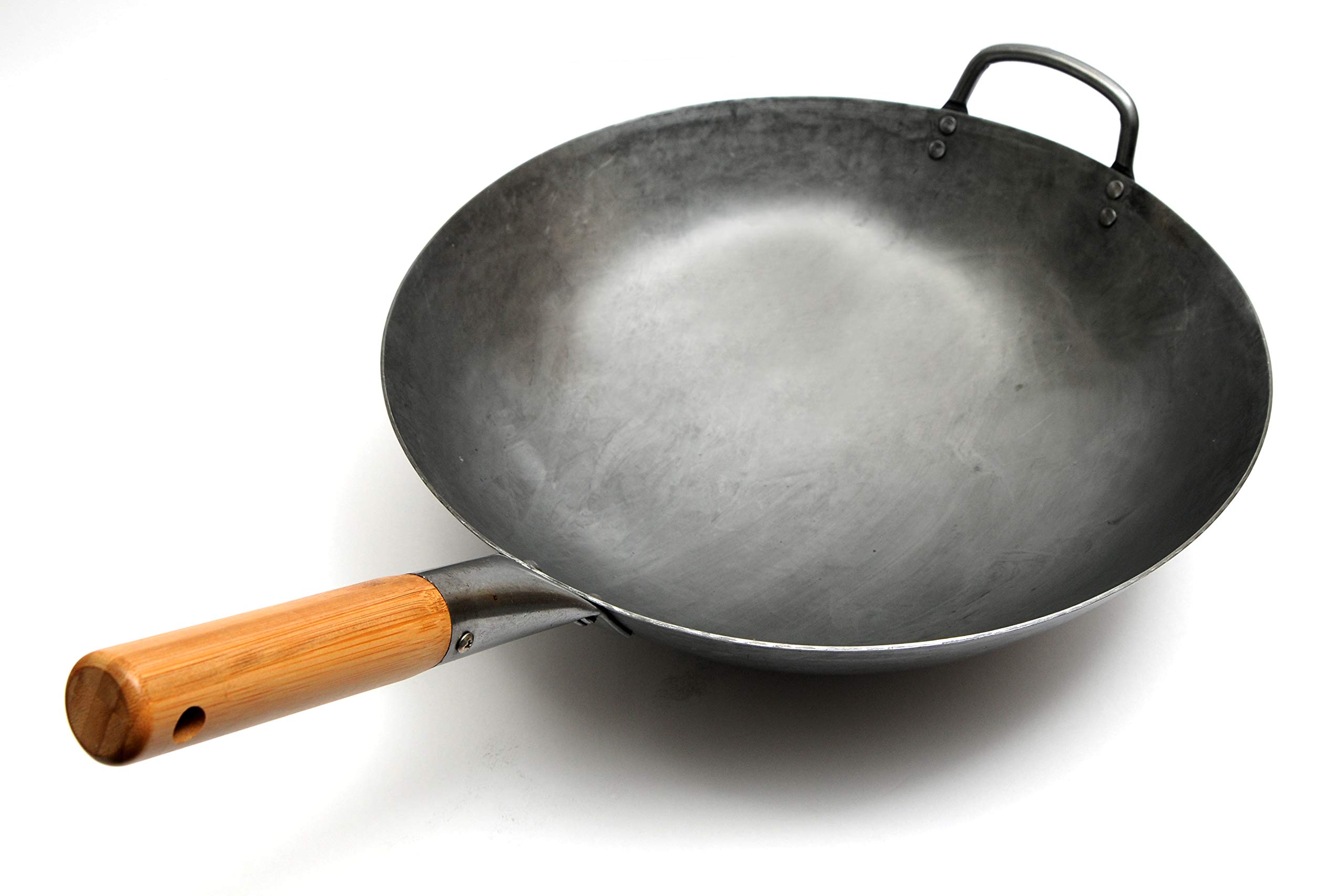 Yosukata Carbon Steel Wok Pan 14 “ Woks and Stir Fry Pans Chinese Wok with Round Bottom Wok