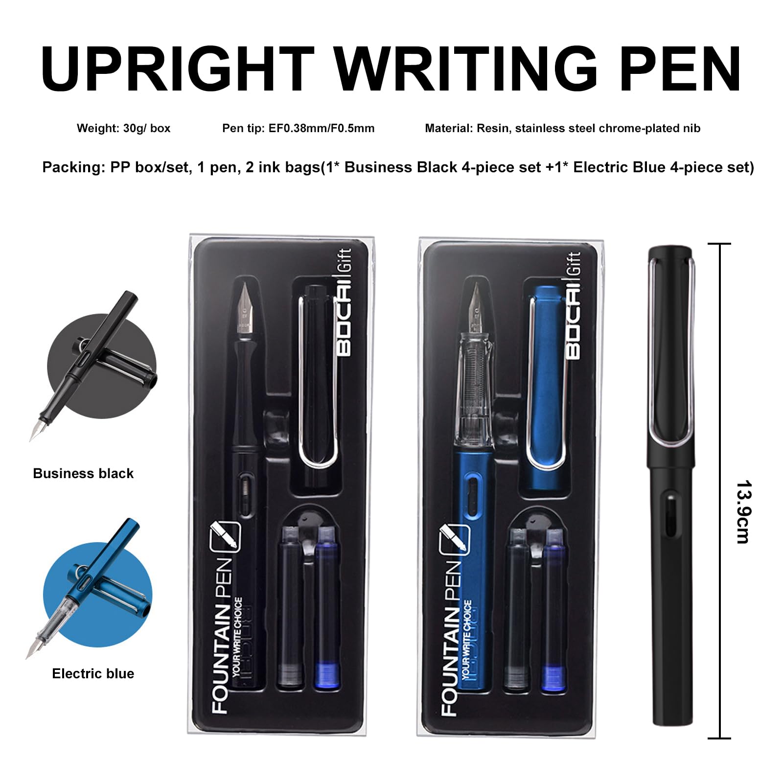 Minging Stylo Plume Élégant – Coffret 2 Stylos Turquoise & Vert Clair + 4 Cartouches + 2 Convertisseurs – Cadeau Écriture Fine